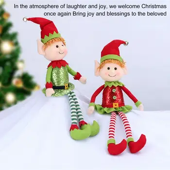 Dsktop Elf Jucărie de Crăciun Elf Decor Colorat cu picioare Lungi Jucarie de Plus 65cm Elf de Crăciun Decor lucrate Manual Adorabil pentru Petrecere