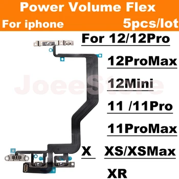 5pcs Putere de Volum Cablu Flex pentru iPhone 11 12 Pro Max Mini X XS XR Flash Parte Butonul de Mut Comutatorul de Control Flex Cu Piese Metalice