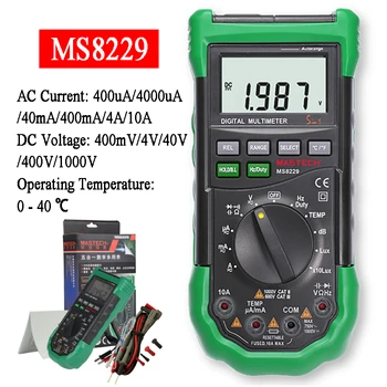 MASTECH MS8229 Multimetru Digital 5 in 1 de Zgomot, Iluminare, Temperatură și Umiditate Tester de Diagnosticare-Instrument de Auto Gama LCD cu Iluminare din spate