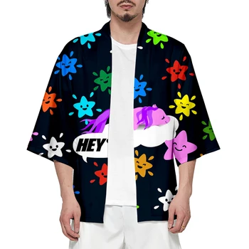 Hei Urs Senzoriale Kimono Japonez Haori Yukata Cosplay Femei/Bărbați De Moda Casual De Vara Cool Streetwear Tricou