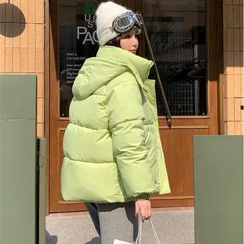 2023 Moda de Iarna cu Gluga Blana Scurta Femei din Bumbac căptușit Jachete Student Îngroșa Parka Femei Vrac Casual Palton Cald