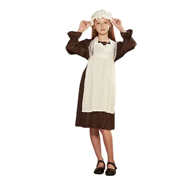 Copii Victorie Menajera Cosplay Uniforme Rochie Pălărie Șorț Set de Costume de Halloween Pentru Fete