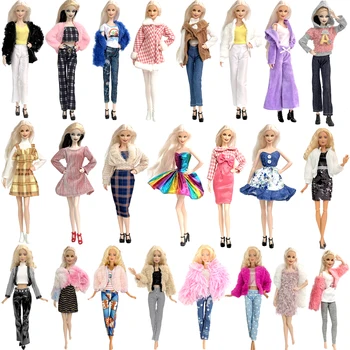NK 1X Moda Multicolor Tinuta Noua Rochie Camasa din Denim Grila Fusta de zi cu Zi Casual Uzura Haine Pentru Barbie Papusa Accesorii Cadou JJ