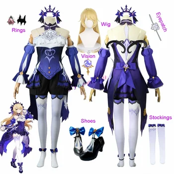 Genshin Impact Rosekrans Immernachtstraum Cosplay Costum De Piele Nou-Ein Rosekrans Cosplay Maid Dress Pantofi Peruca Anime Costum De Halloween