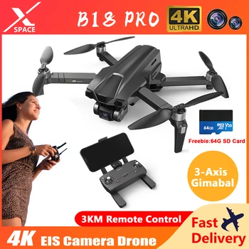 2023 Drone B18 Pro 4K aparat de Fotografiat Profesional GPS 3KM HD EIS 3-Axis Gimbal Dron cu Camera 5G WIFI fără Perii Pliabil Quadcopter
