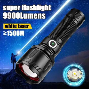 9900LM de Mare Putere Lanterne Led-uri Super Luminoase Albe Lanterna cu Laser Lumea e Mai Puternică Lanternă Reîncărcabilă XHP360 Lanterna Led-uri