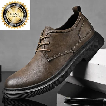 Piele Retro Clasic pentru Bărbați Autentic Pantofi cu Talpă Groasă Casual Office de Afaceri Rochie de Banchet