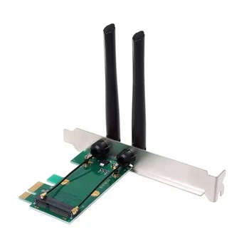 Placa Wireless WiFi Mini PCI-E Express PCI-E Adaptor cu 2 Antene Externe pentru PC