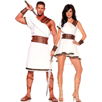 Halloween Cuplu Bărbat Femei Mit Antic Grec Costum Roman Egiptean Războinic Gladiator Cosplay Costum De Carnaval Rochie Elegantă De Petrecere