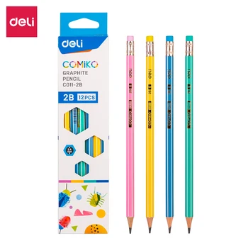 Deli Creioane Grafit pentru Școală 12BUC/CUTIE HB/2B Creion Obișnuit Desen Creion Colorat Set Creioane cu radiere pentru Copii EC011