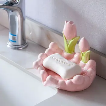 Acasă Creativitatea Drăguț Flori Ceramice detergent de vase de golire a Apei de uz casnic săpun scurgere chiuveta raft de depozitare accesorii de baie