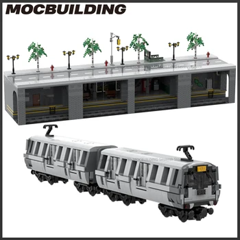 City Tren MOC Blocuri de Metrou Cu Extensia de Afișare Model de Stație de Asamblare DIY Tehnologie Cărămizi Jucarii si Cadouri