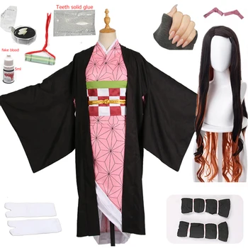 adulți și copii Hot Nou Anime Demon Slayer: Kimetsu nu Yaiba Cosplay Kamado Nezuko Femeie Kimono Japonez Cosplay Costum