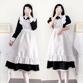 Femei Classic Lolita Maid Dress Vintage Inspirat de Femei Costume de Cosplay Anime Fata Negru Rochie cu Maneci Lungi S-5XL Cosplay