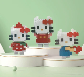 Versiune Q Hello Kitty serie de mici particule blocuri de constructii pentru copii puzzle jucării, un favorit cadou de ziua de nastere pentru fete