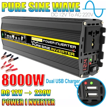 4000W/8000W Pure Sine Wave Inverter Solar Invertor de Putere Convertor DC12V-AC220V Masina Transformator de Tensiune Invertor Solar pentru Masina