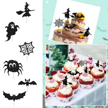 Bat Pălărie Vrăjitoare Tort Introduce Tema Halloween Festival Partidul De Decorare Tort Tort De Halloween A Introduce Petrecere Fondant Cu Role Mediu