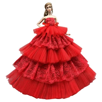 NK 1 Buc Rosu Mireasa Căsătorie Rochie Pentru Barbie Papusa de Lux Rochie de Printesa Haine Fantasy Jucarii Pentru 1/6 Papusa Accesorii