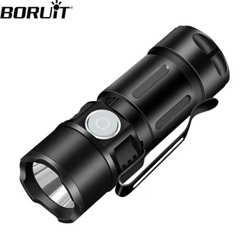 BORUiT Super Bright LED Lanterna EDC USB Reîncărcabilă 600LM rezistent la apa Lanterna Pix Clip de Urgență Felinar Camping