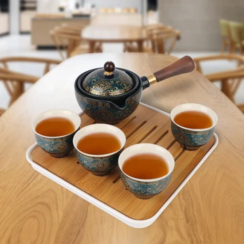Ceai din ceramica set de Ceasca pentru Puer Rotație de 360 ceainic si Infuzor de Portelan Flori Rafinat Forma Chineză Kung fu Set de Ceai