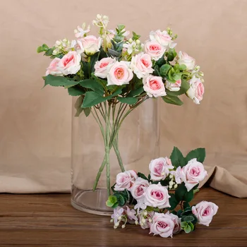 10Heads Flori Artificiale Trandafir Rosu Buchet de flori de Mătase Artificială de Flori DIY Home Garden Decor de Nunta
