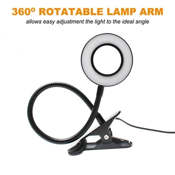 360°Flexibil Tabel de Lectură Lumina Ochi-Îngrijirea USB Lampă cu Clemă Pentru Pat Birou banc de lucru -O