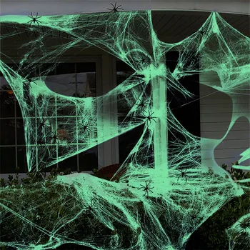 Artificial Luminos Spider Web Elastic Pânză De Păianjen Decor De Halloween Party Bar Casa Bantuita Elemente De Recuzită, Decor Acasă Decora Accesorii