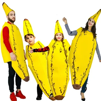 Distracție Banana Costum De Performanță Părinte Copil Costum De Halloween Banane Cuplu Costum Carnaval Costum De Fructe