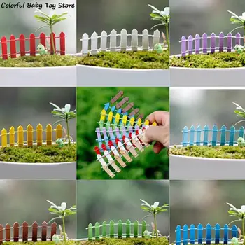 5Pcs Miniatură Mici de Lemn Garduri DIY Zână Grădină Micro Păpuși Porțile Decor Ornament Multi-color de 10 cm*3cm