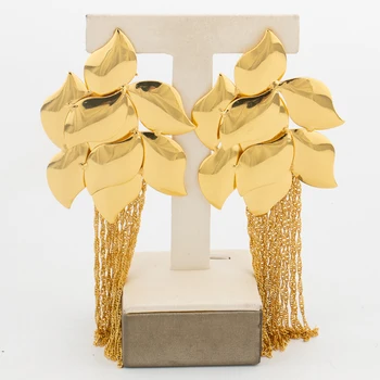 De lux de Culoare de Aur Cercei pentru Femei Design Frunze Tassel Cercei Lungi Urechi Accesorii Cadou de Ziua Nunti, Bijuterii Bohemia