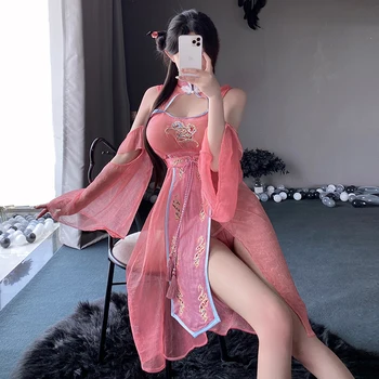Lenjerie Sexy Cosplay Costum Antic Chinez Han Îmbrăcăminte Cheongsam Dressup Set Pijamale Club De Noapte Performanță Purta Femei Fete
