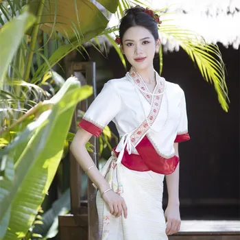 2023 thailanda, malaezia stil de îmbrăcăminte tradițională rochie de epocă festivalul de îmbrăcăminte, rochie dans set femei retro thai rochie set