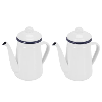 HOT-2X 1,1 L de Înaltă Calitate Email Ibric de Cafea se Toarna Peste Laptele de Apă Ulcior Ulcior Barista Ceainic Ceainic Pentru Aragaz
