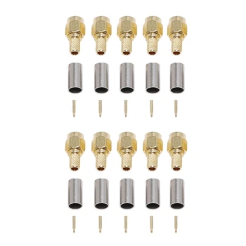 10buc SMA Male Plug RF Coaxial Conector cu Sertizare Pentru RG58 RG142 RG400 LMR195 RG223