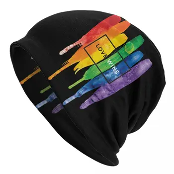 Dragostea Învinge Curcubeu LGBT Capota Pălărie Tricot Pălărie Bărbați Femei Moda Unisex pentru Adulti Gay Pride Lesbiene Cald Iarna Căciuli Capac