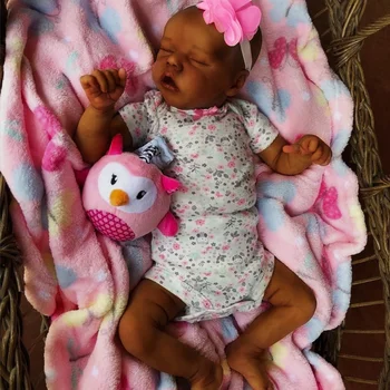 43CM Afro-American Renăscut Baby Doll Terminat de Nou-născut Fată Neagră Copil Prematur Colectie de Arta Papusa cel Mai bun Cadou Pentru Copii