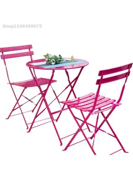 Balcon cu masă și scaun set de trei piese Nordic agrement masă și un scaun din fier forjat, masă de cafea combinație curte în aer liber
