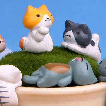 6Pcs Mini Figurina Pisica Simulat Clar Textura Grădină Micro Peisaj in Miniatura Cat Sculptura Ornamente Decor Acasă Pisoi Statuie