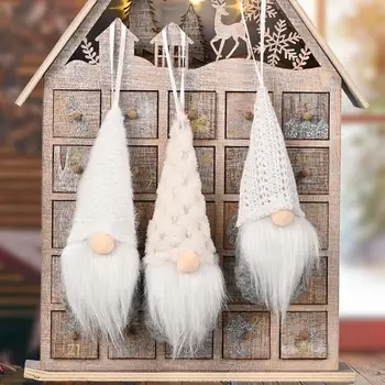 Fără chip de Păpușă Ornamente lucrate Manual Fermecător Gnome Crăciun Ornamente Set de 3 Festiv Pălării Tricotate cu Bărbi Complet fără Chip