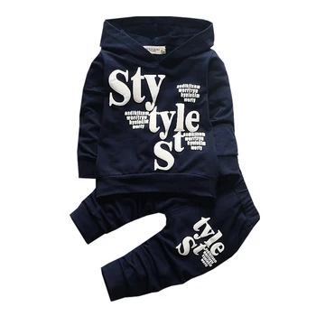 Îmbrăcăminte Set Baieti Primavara Toamna cu Gluga Casual Scrisoare de Imprimare de Sport în aer liber pulover de Sus Pantaloni 0-4 Ani Moda Copilul articole de Îmbrăcăminte