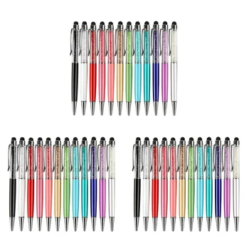 36Pcs Bling Bling 2-În-1 Subțire de Cristal Diamond Stylus Pen Și Cerneală Pixuri (12 Culori)