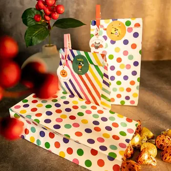 1 Set Halloween Candy Bag Set Decorativ Curcubeu Pungi de Hârtie cu Autocolante Curcubeu Pungi de Hârtie pentru Partajarea