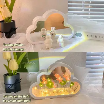 Floare de lalea Lumina de Noapte Cu Capac de Sticla lucrate Manual DIY Noptieră Lumina de Noapte LED-uri Lampă de Masă Lampă de Birou Decor Dormitor USB Lumina starea de Spirit