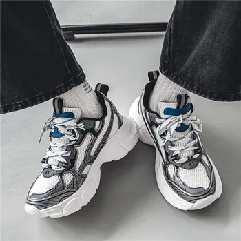 Barbati Adidasi Casual de Vara Noua Moda ochiurilor de Plasă Respirabil Platforma Pantofi de Alergare pentru Bărbați în aer liber Indesata Dantela-Up Pantofi de Mers pe jos