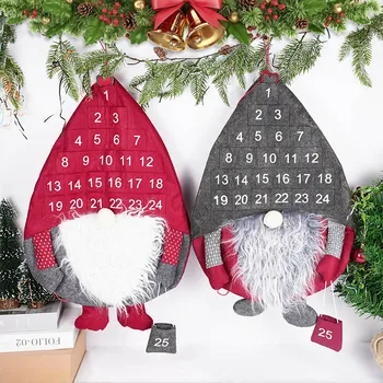 Fără Chip Moș Crăciun Doll Calendar Advent Numărătoarea Inversă Ornamente De Crăciun Acasă, Ușa De Perete Agățat De Anul Nou, Noel Cadouri De Partid
