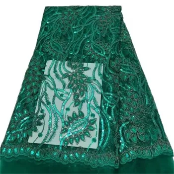 Verde Mai Recente Nigerian Sequines Africane Dantela Tesatura 2023 Înaltă Calitate Broderie Material Textil Pentru Haine Coase Rochia De Mireasa