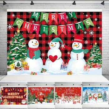 Merry Christmas Party Fondul De Iarnă Zăpadă Pom De Crăciun Om De Zăpadă Om De Turtă Dulce Sparge Fotografie Fundal De Decor De Masă 2024