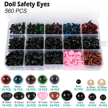 560pcs Ocular Papusa Accesorii din Plastic Negru de Pluș Siguranță Ochii Amigurumi Pentru Jucării 6mm 8mm 10mm 12mm DIY Jucărie Amuzant Ochii Animalelor