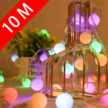 10M Mingea LED Lumini Șir Ghirlanda de Lumini Impermeabil în aer liber Lampa de Nunta Grădină USB/Baterie de Putere beculețele de Crăciun Decor