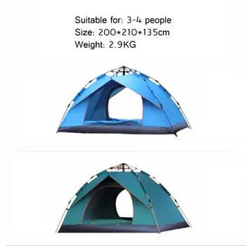3-4 Persoana rezistent la apa Camping Cort Complet Automat Pop-Up Rapid Adăpost Călătorie în aer liber Drumeții Portabil Cort Instant înființat Cort